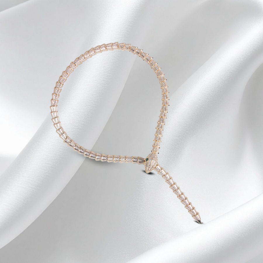 snake with pave stones necklace