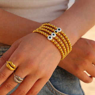 Evil Eye Gold-Filled Beaded Bracelet