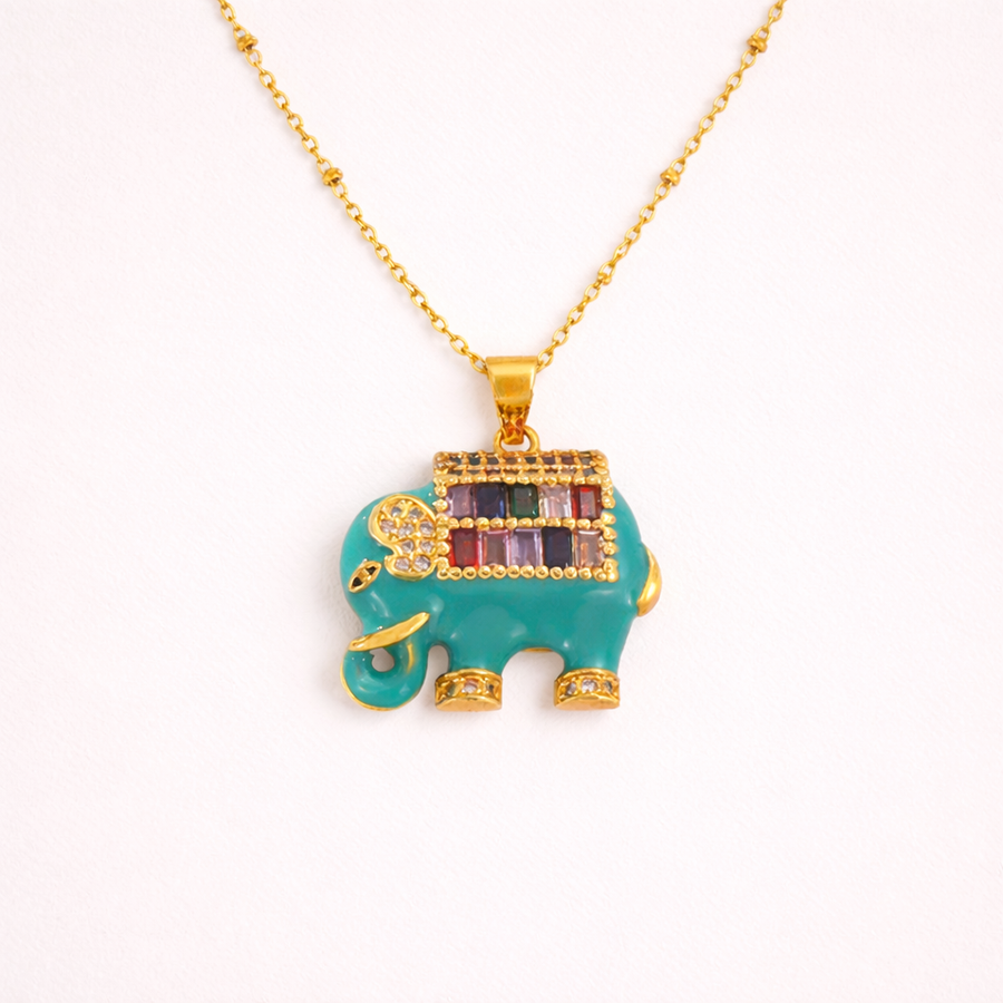 Colorful elephant pendant Lucky Elephant Necklace