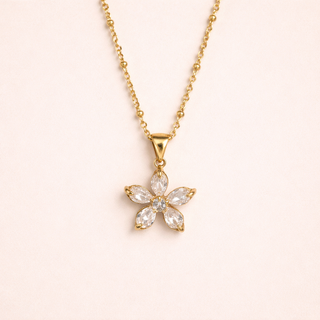 Gold Fleur Necklace with a butterfly-shaped pendant