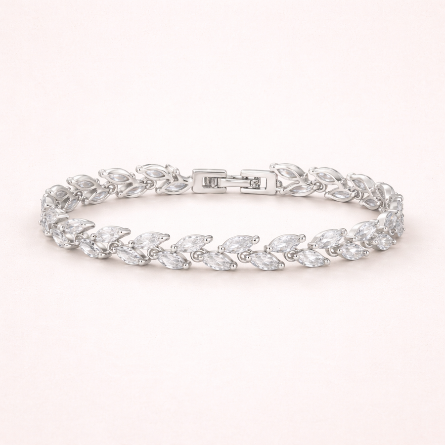 Silver Folia Bracelet with marquise-shaped crystals