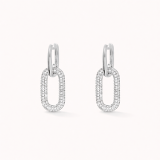 Pair of silver Gemstone hoop earrings