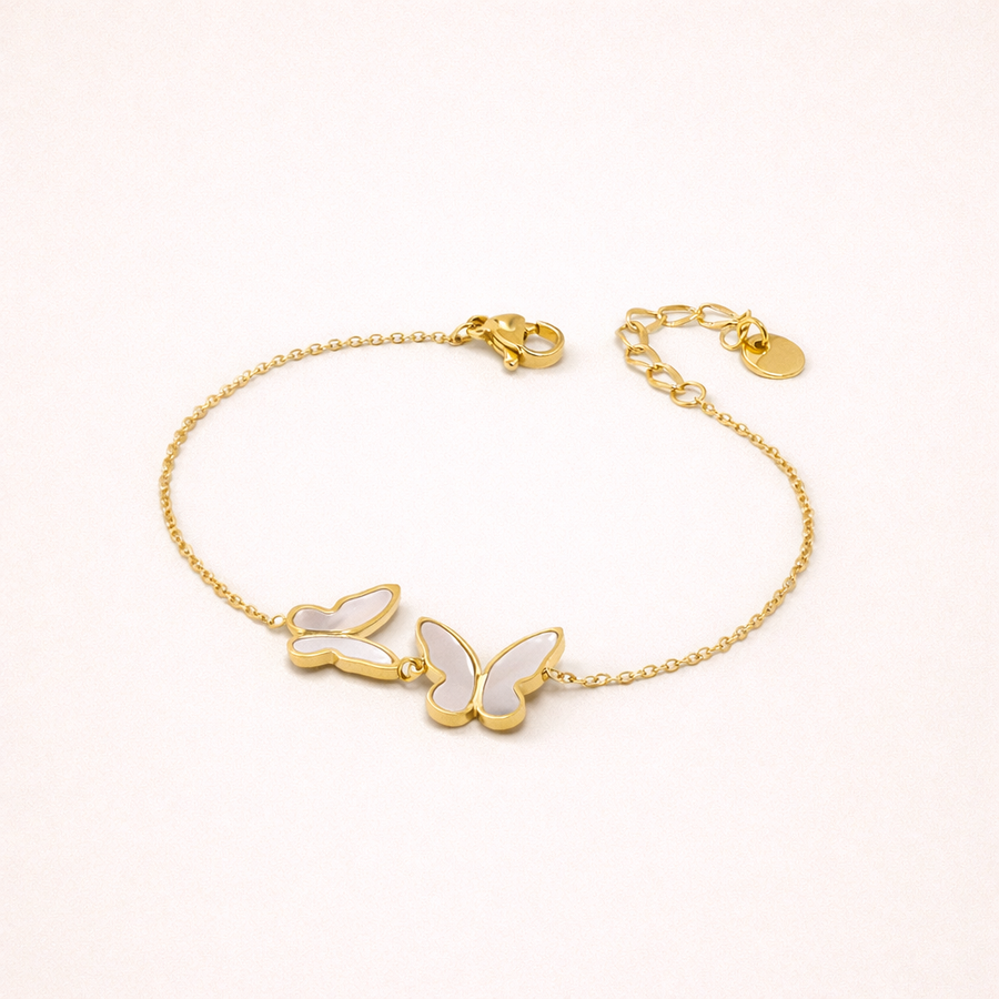 Gold Flutter Bracelet with butterfly charms 