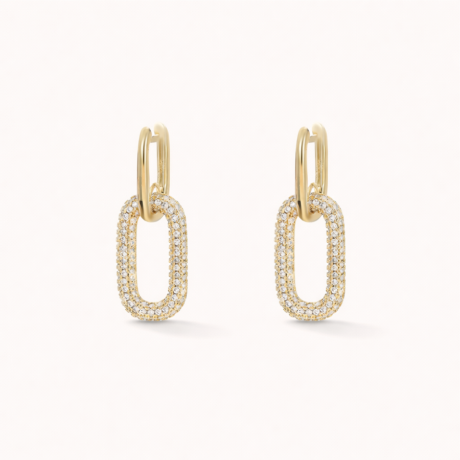Gold hoop earrings with diamond