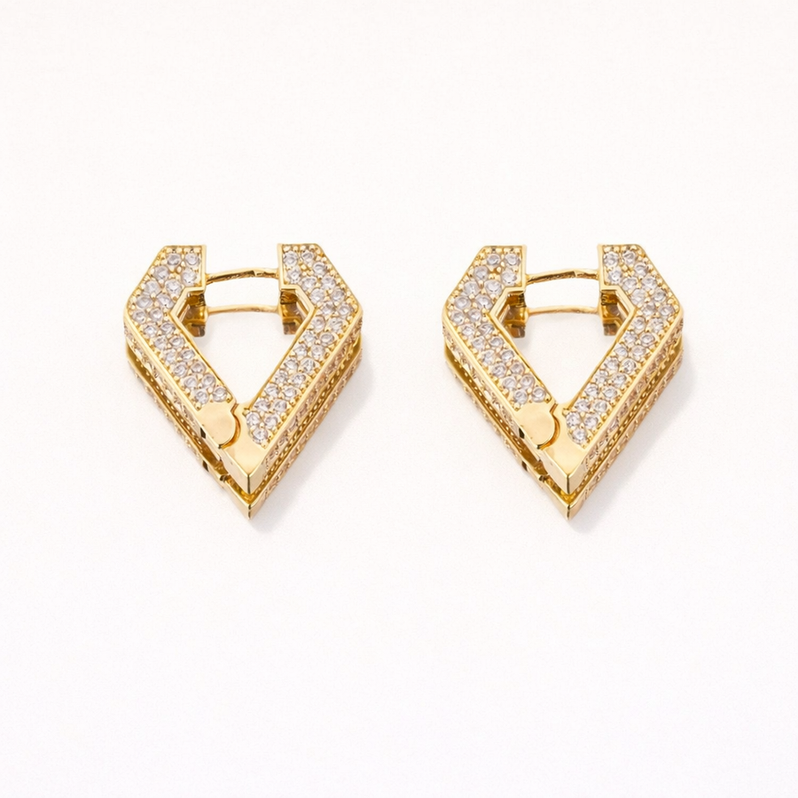 Gold Pave V Shape  earrings