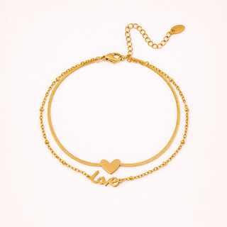Heart anklet featuring a delicate chain with charming heart accents, perfect for a stylish and playful look.