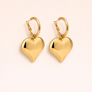Gold heart-shaped earrings 