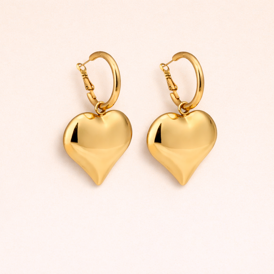 Gold heart-shaped earrings 