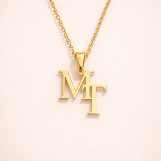 Initial Letters Gold necklace with 'MT' pendant