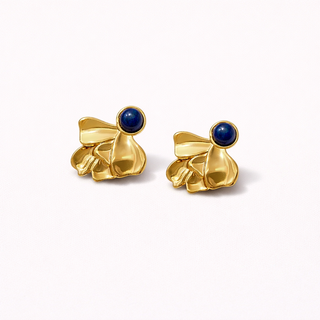 Gold Lazura Drops earrings with blue gemstones