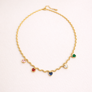 Love Charms Gold necklace with heart-shaped charms 