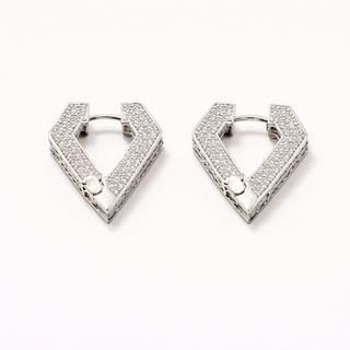 Pair of Pave V Shape hoop earrings
