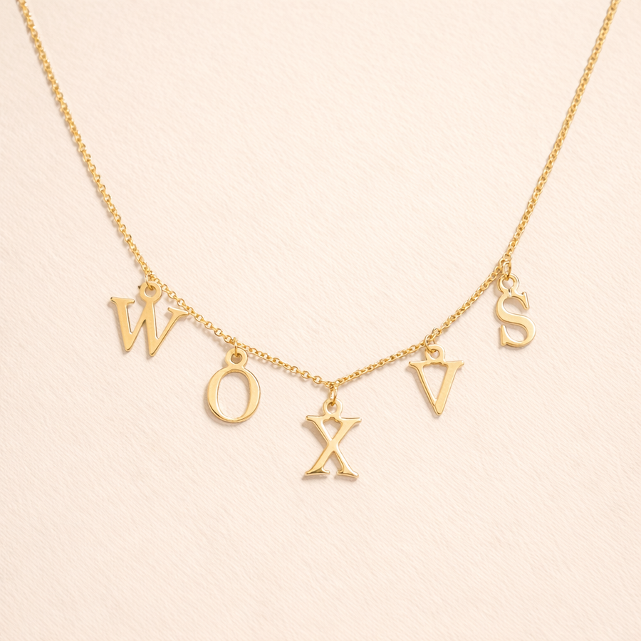 Delicate necklace featuring a single custom letter pendant. Lightweight, timeless, and perfect for everyday wear or gifting.