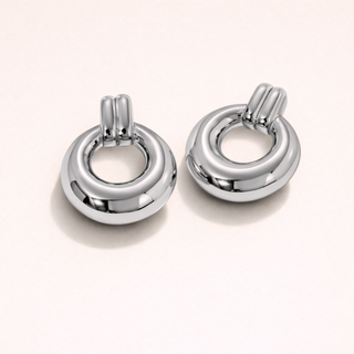 Pair of silver hoop Retro earrings