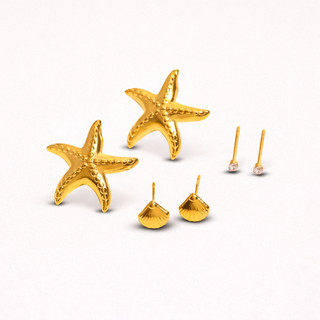 Sea Star Stack Gold starfish earrings