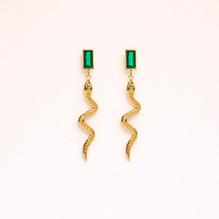 Serpent Drop Earrings earrings with green gemstones 