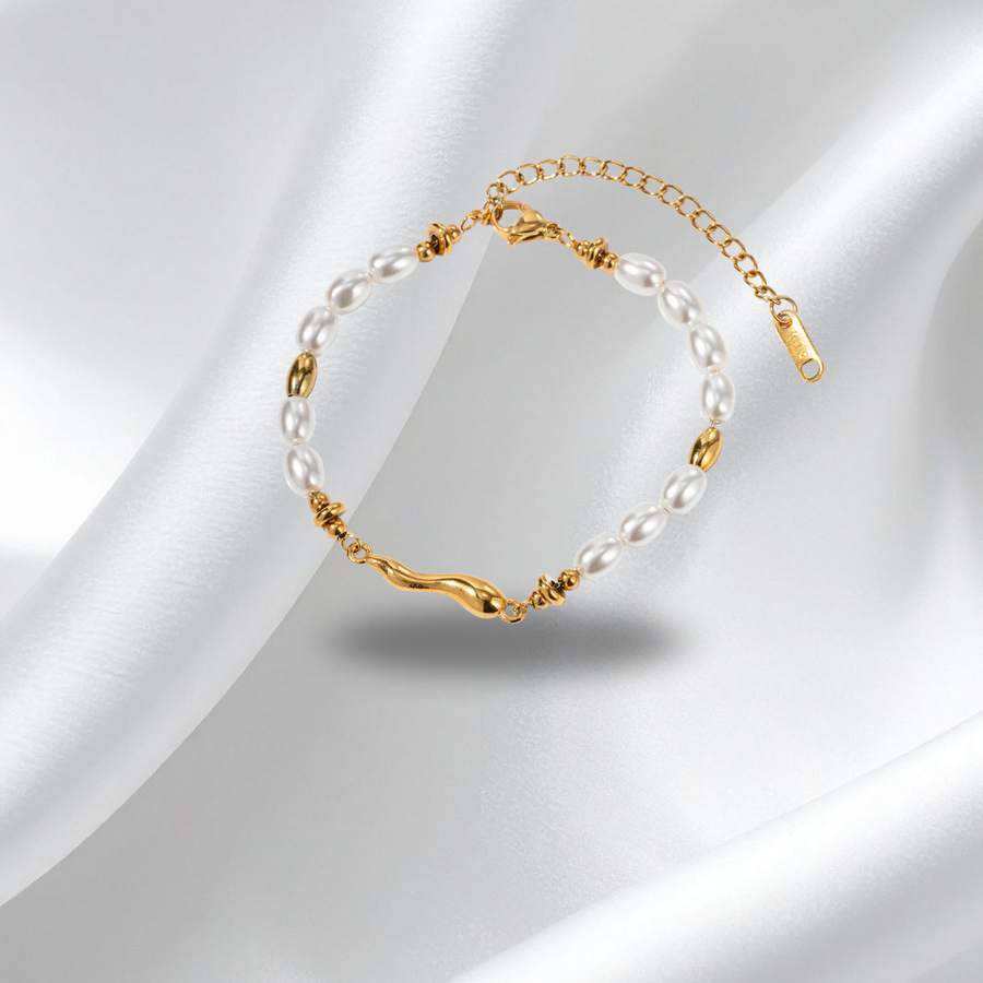 Golden Pearl Cascade Bracelet