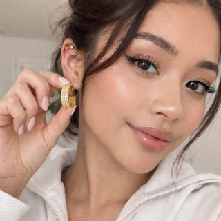 gold sparkling hoop earrings