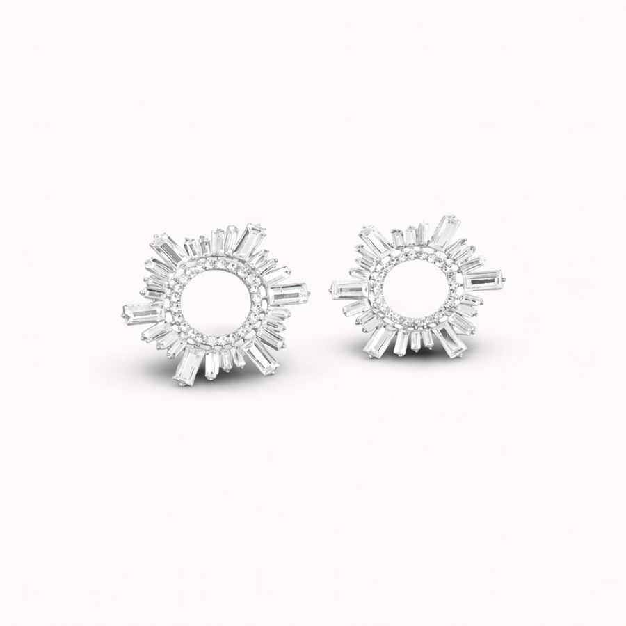 Pair of silver Sunflower Earrings
