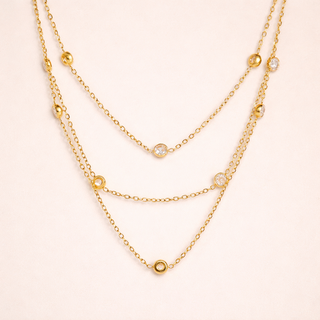 gold necklaces Whisper Choker with small round pendants