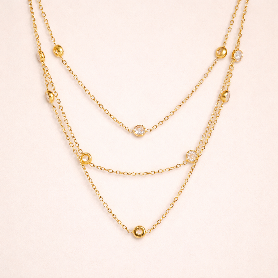 gold necklaces Whisper Choker with small round pendants