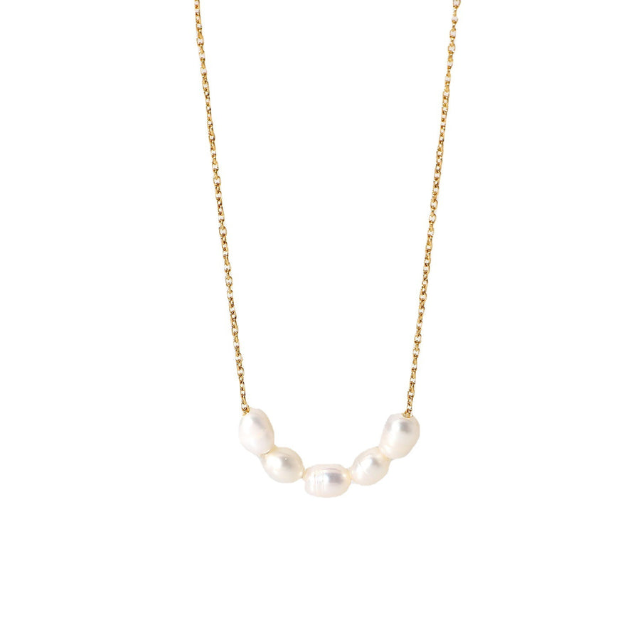 Stainless Steel 18K Gold Clavicle Chain Natural Freshwater Pearl Necklace - SMODDO 
