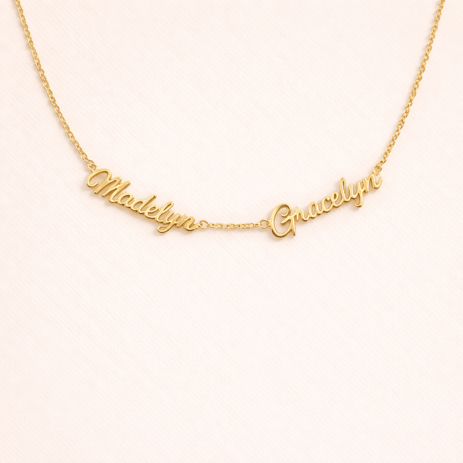 Custom Double Name Gold Necklace - SMODDO