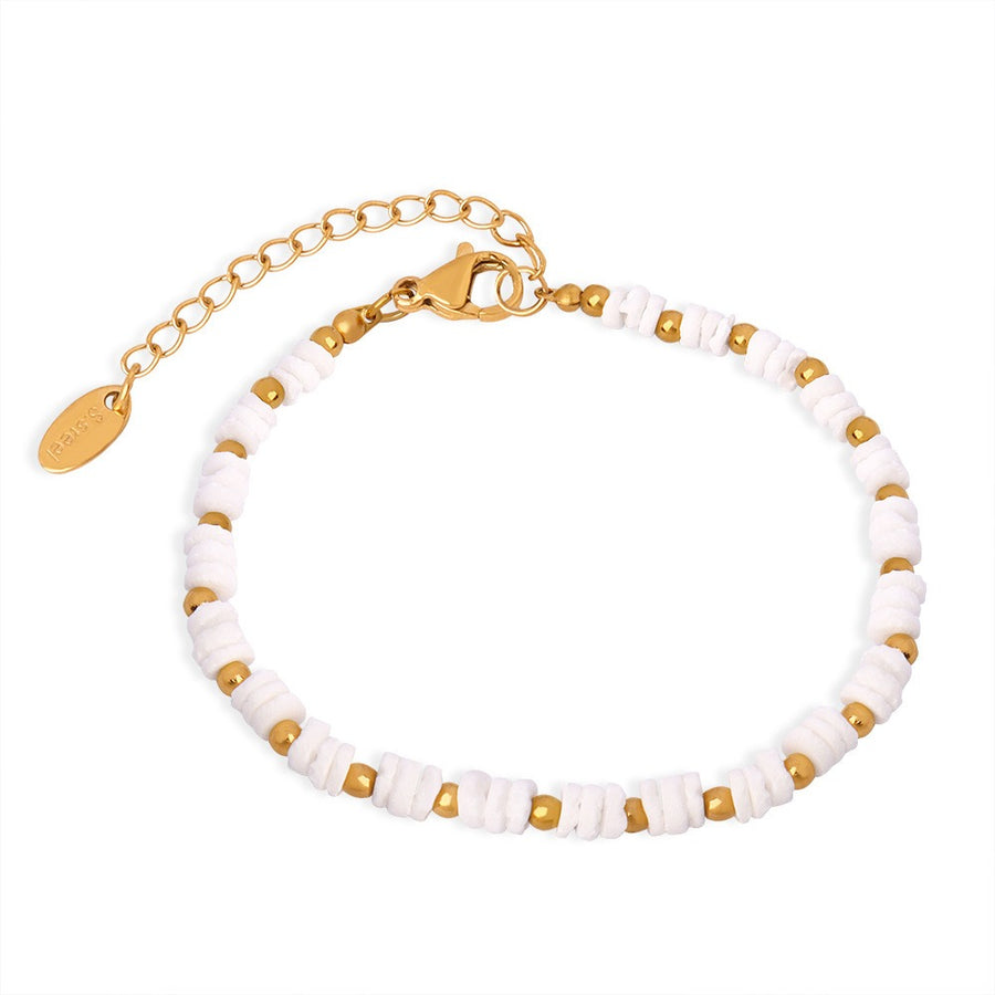 18K gold beaded and shell bracelet - SMODDO 