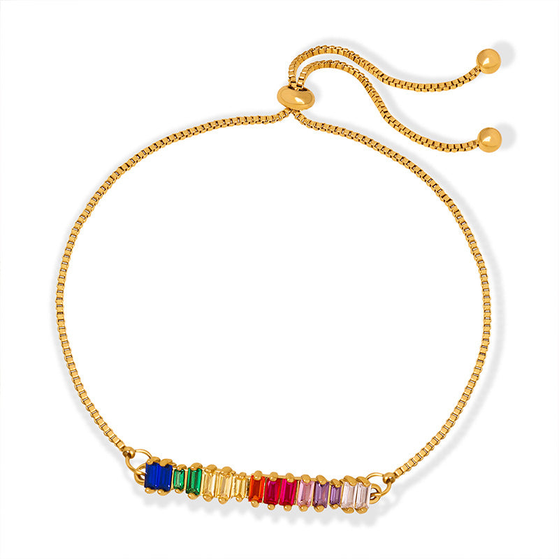 18K Gold Zirconium Rainbow Anklet - SMODDO 