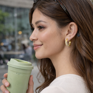 Jafeta Gold Pearl Hoop Earrings