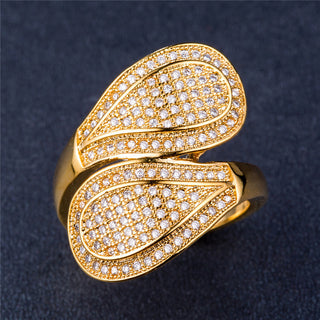 Leaf Cocktail Gold Plated Ring-Rings-SMODDO