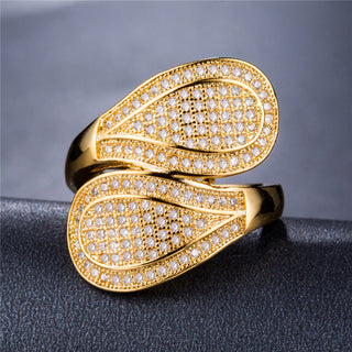 Leaf Cocktail Gold Plated Ring-Rings-SMODDO