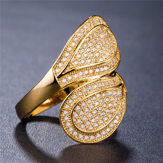 Leaf Cocktail Gold Plated Ring-Rings-SMODDO